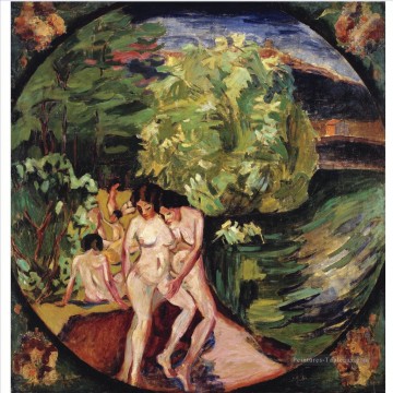 BATHERS lesbian Aristarkh Vasilevich Lentulov impressionism nude Peinture à l'huile
